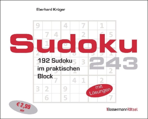 Buchcover und Innenansicht für das Buch: Sudokublock 243 (5 Exemplare à 2,99 EUR)