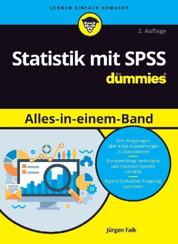 Buchcover und Innenansicht für das Buch: Statistik mit SPSS für Dummies Alles in einem Band