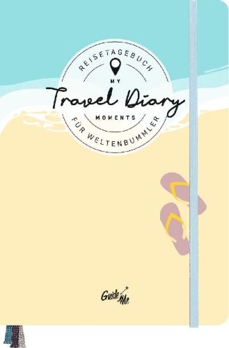 Buchcover und Innenansicht für das Buch: GuideMe Reisetagebuch Travel Diary "Flipflops"