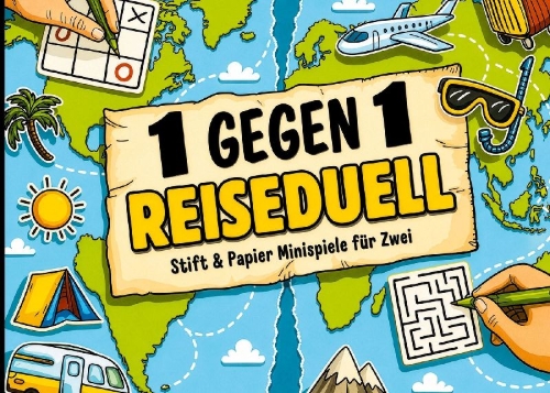 Buchcover und Innenansicht für das Buch: 1 gegen 1 Reiseduell