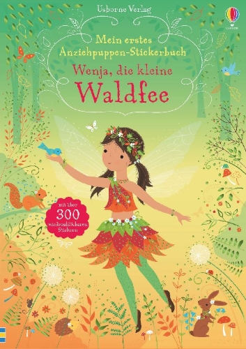 Buchcover und Innenansicht für das Buch: Mein erstes Anziehpuppen-Stickerbuch: Wenja, die kleine Waldfee