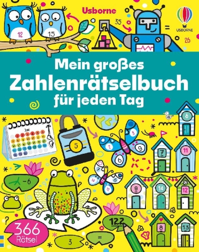 Buchcover und Innenansicht für das Buch: Mein großes Zahlenrätselbuch für jeden Tag