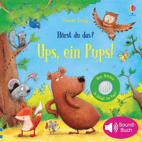 Buchcover und Innenansicht für das Buch: Hörst du das? Ups, ein Pups!