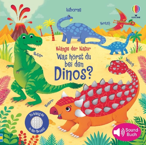 Buchcover und Innenansicht für das Buch: Usborne Sound Books Dinosaur Sounds