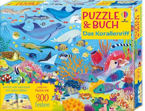 Buchcover und Innenansicht für das Buch: Puzzle & Buch: Das Korallenriff