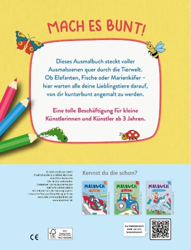 Buchcover und Innenansicht für das Buch: Malbuch Tiere
