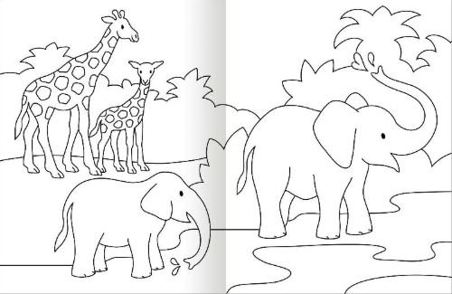 Buchcover und Innenansicht für das Buch: Malbuch Tiere
