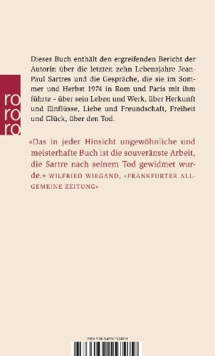 Buchcover und Innenansicht für das Buch: Die Zeremonie des Abschieds und Gespräche mit Jean-Paul Sartre