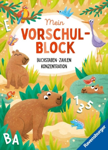 Buchcover und Innenansicht für das Buch: Mein Vorschulblock: Buchstaben, Zahlen, Konzentration
