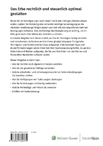 Buchcover und Innenansicht für das Buch: Das Erbe rechtlich und steuerlich optimal gestalten