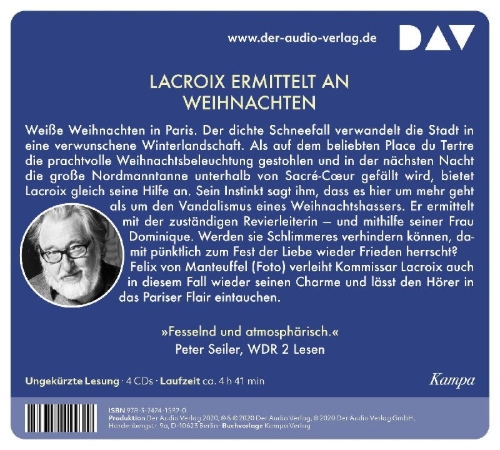 Buchcover und Innenansicht für das Buch: Lacroix und die stille Nacht von Montmartre. Sein dritter Fall
