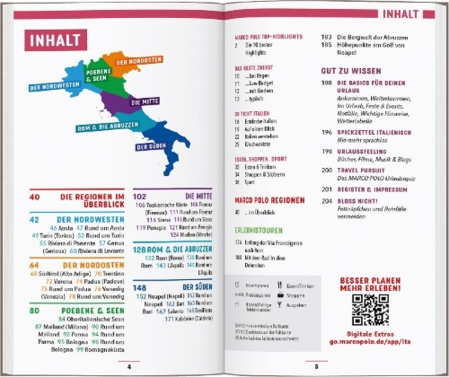 Buchcover und Innenansicht für das Buch: MARCO POLO Reiseführer Italien