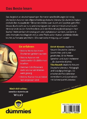 Buchcover und Innenansicht für das Buch: Allgemeinbildung: Die 100 besten Bücher der deutschsprachigen Literatur für Dummies