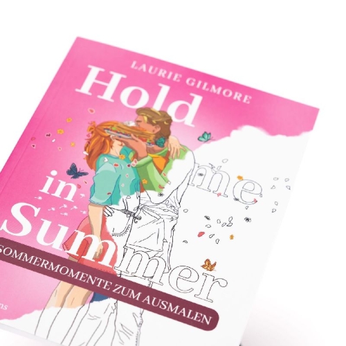 Buchcover und Innenansicht für das Buch: Hold me in Summer: Sommermomente zum Ausmalen