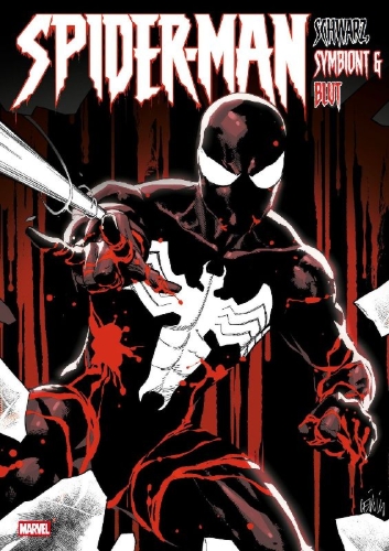 Buchcover und Innenansicht für das Buch: Spider-Man: Black Suit & Blood (2024)