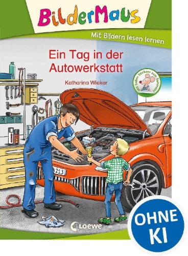 Buchcover und Innenansicht für das Buch: Bildermaus - Ein Tag in der Autowerkstatt