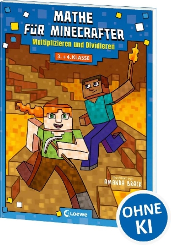 Buchcover und Innenansicht für das Buch: Math for Minecrafters: Adventures in Multiplication and Division