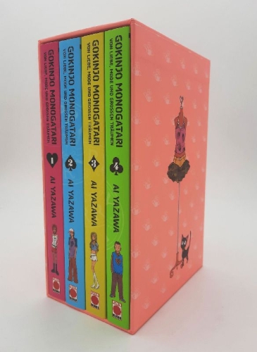 Buchcover und Innenansicht für das Buch: Gokinjo Monogatari - Von Liebe, Mode und großen Träumen Schuber (Band 1 bis 4)