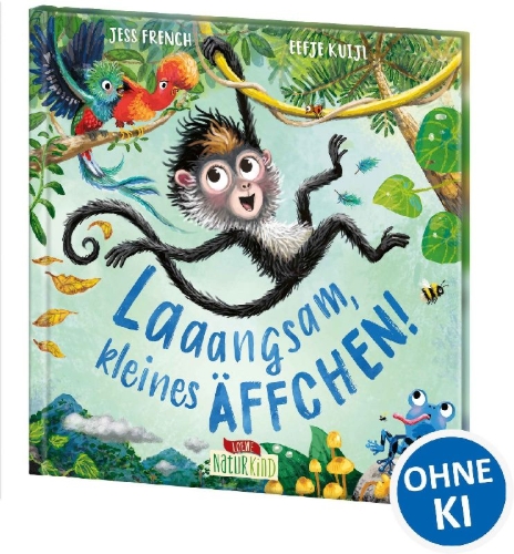Buchcover und Innenansicht für das Buch: Slow Down, Monkey!