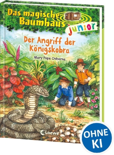 Buchcover und Innenansicht für das Buch: Das magische Baumhaus junior (Band 39) - Der Angriff der Königskobra