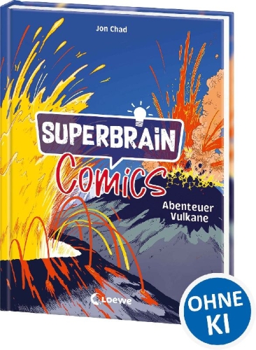 Buchcover und Innenansicht für das Buch: Superbrain-Comics - Abenteuer Vulkane