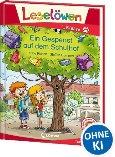 Buchcover und Innenansicht für das Buch: Leselöwen 1. Klasse - Ein Gespenst auf dem Schulhof