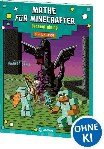 Buchcover und Innenansicht für das Buch: Math Fun for Minecrafters: Grades 3 and 4