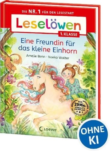 Buchcover und Innenansicht für das Buch: Leselöwen 1. Klasse - Eine Freundin für das kleine Einhorn