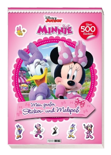 Buchcover und Innenansicht für das Buch: Disney Minnie: Mein großer Sticker- und Malspaß