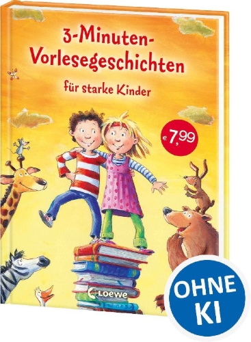 Buchcover und Innenansicht für das Buch: 3-Minuten-Vorlesegeschichten für starke Kinder