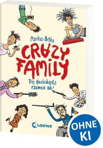 Buchcover und Innenansicht für das Buch: Crazy Family (Band 1) - Die Hackebarts räumen ab!