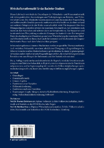 Buchcover und Innenansicht für das Buch: Wirtschaftsmathematik für das Bachelor-Studium