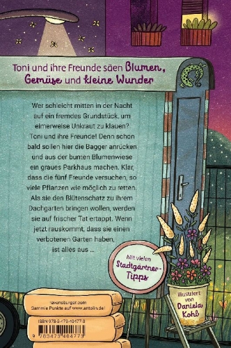 Buchcover und Innenansicht für das Buch: Die Stadtgärtnerin, Band 2 - Eine für alle, alle fürs Unkraut!