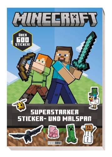Buchcover und Innenansicht für das Buch: Minecraft: Superstarker Sticker- und Malspaß
