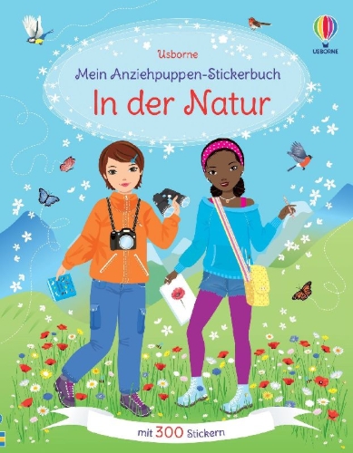 Buchcover und Innenansicht für das Buch: Mein Anziehpuppen-Stickerbuch: In der Natur