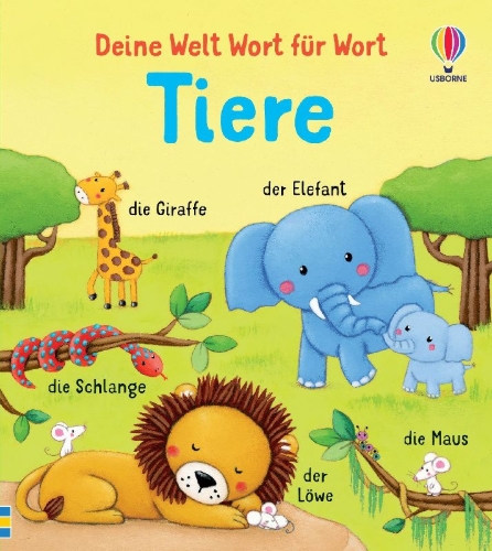 Buchcover und Innenansicht für das Buch: Deine Welt Wort für Wort: Tiere