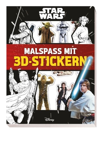 Buchcover und Innenansicht für das Buch: Star Wars: Malspaß mit 3D-Stickern