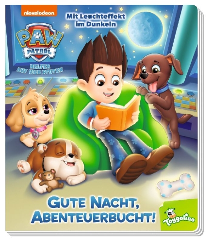 Buchcover und Innenansicht für das Buch: PAW Patrol: Gute Nacht, Abenteuerbucht!