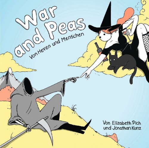 Buchcover und Innenansicht für das Buch: War and Peas: Funny Comics for dirty Lovers