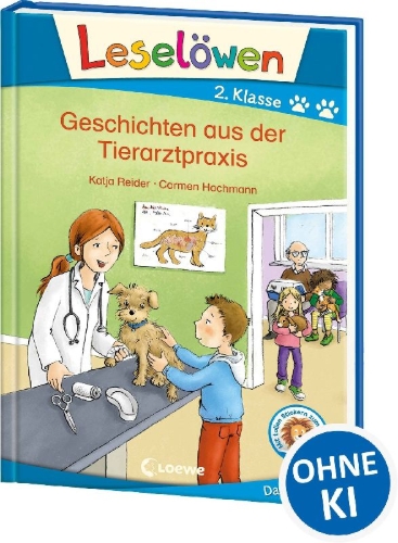 Buchcover und Innenansicht für das Buch: Leselöwen 2. Klasse - Geschichten aus der Tierarztpraxis