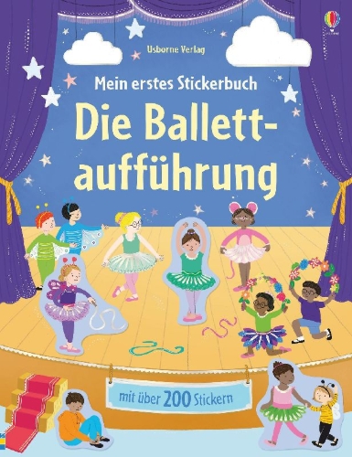 Buchcover und Innenansicht für das Buch: Mein erstes Stickerbuch: Die Ballettaufführung