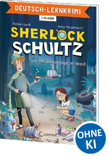 Buchcover und Innenansicht für das Buch: Deutsch-Lernkrimi - Sherlock Schultz auf Verbrecherjagd im Wald