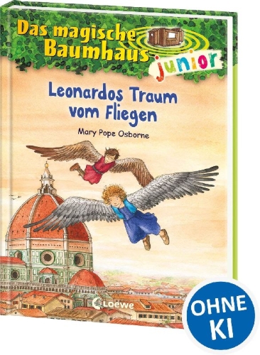 Buchcover und Innenansicht für das Buch: Das magische Baumhaus junior (Band 35) - Leonardos Traum vom Fliegen