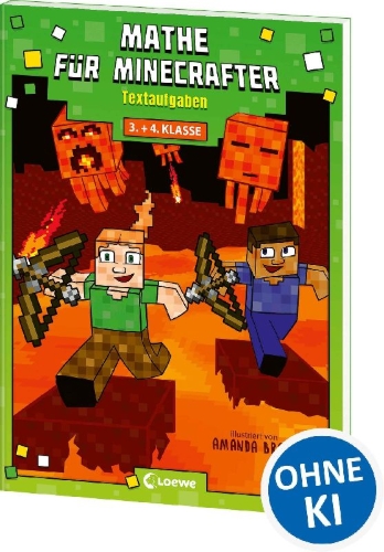 Buchcover und Innenansicht für das Buch: Math for Minecrafters: Word Problems Grades 3-4