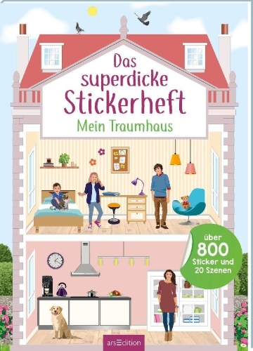 Buchcover und Innenansicht für das Buch: Das superdicke Stickerheft - Mein Traumhaus