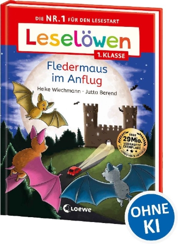 Buchcover und Innenansicht für das Buch: Leselöwen 1. Klasse - Fledermaus im Anflug