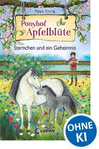 Buchcover und Innenansicht für das Buch: Ponyhof Apfelblüte - Sternchen und ein Geheimnis