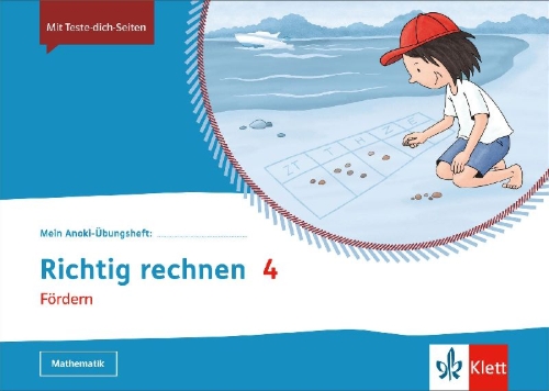 Buchcover und Innenansicht für das Buch: Mein Anoki-Übungsheft. Richtig Rechnen 4. Fördern. Übungsheft Klasse 4