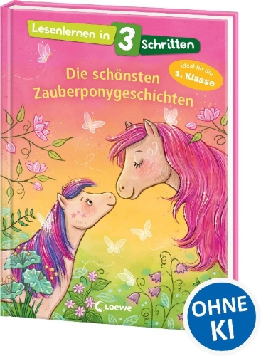 Buchcover und Innenansicht für das Buch: Lesenlernen in 3 Schritten - Die schönsten Zauberponygeschichten