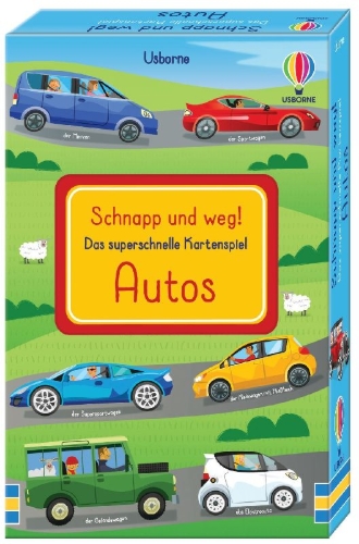 Buchcover und Innenansicht für das Buch: Schnapp und weg! Das superschnelle Kartenspiel: Autos
